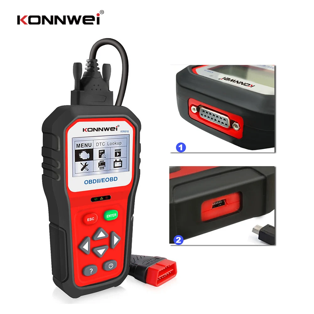 

KW818 OBD2 OBDII EOBD Scanner Car Code Reader Tester Pro Diagnostic Tool For Check Engine Support OBDII Protocol Cars SK1807
