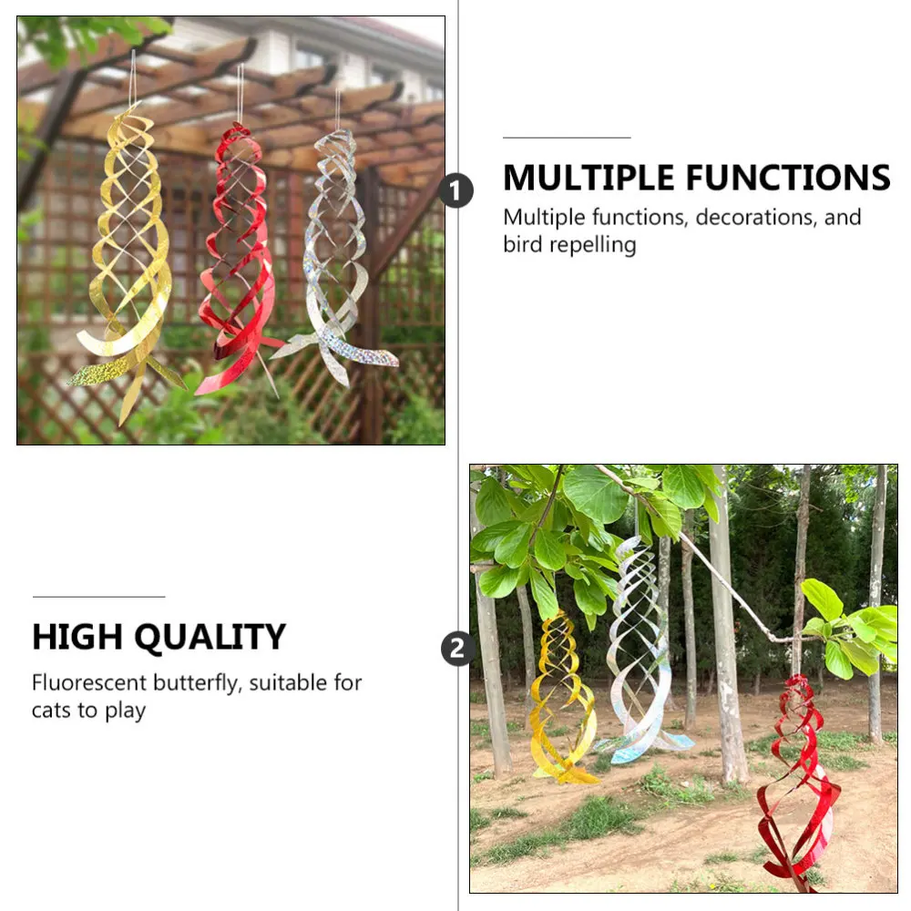 

3PCS Farm Bird Repelling Reflective Sheet Spiral Hanging Driving Bird Ornament