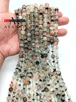 natural green ghost quartz chlorite crystals round gem stone beads diy for jewelry making bracelet necklace 6 8 10mm 15 inches
