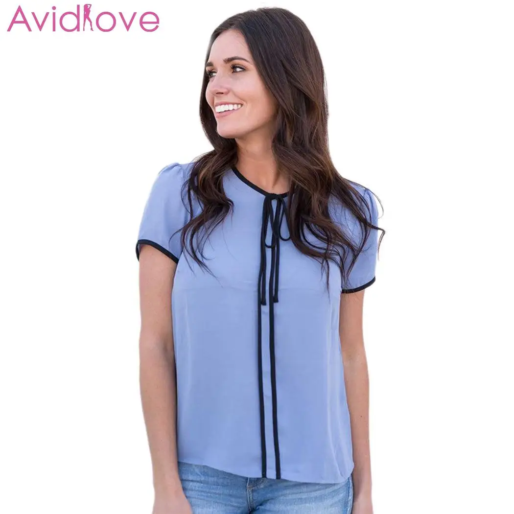 Женская Повседневная летняя шифоновая блуза с коротким рукавом и пуговицами