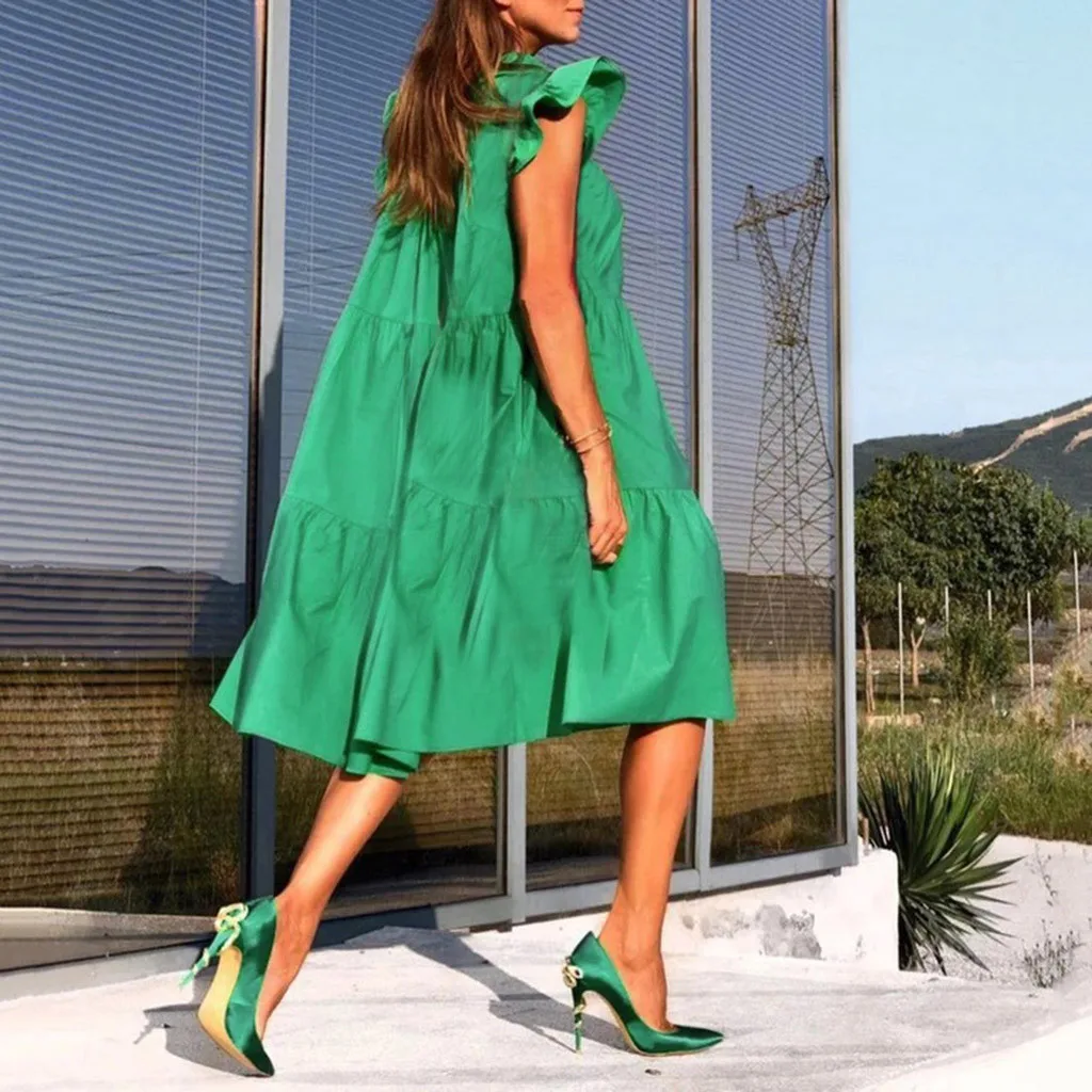 Женское винтажное платье с цветочным принтом свободное ТРАПЕЦИЕВИДНОЕ ПЛАТЬЕ