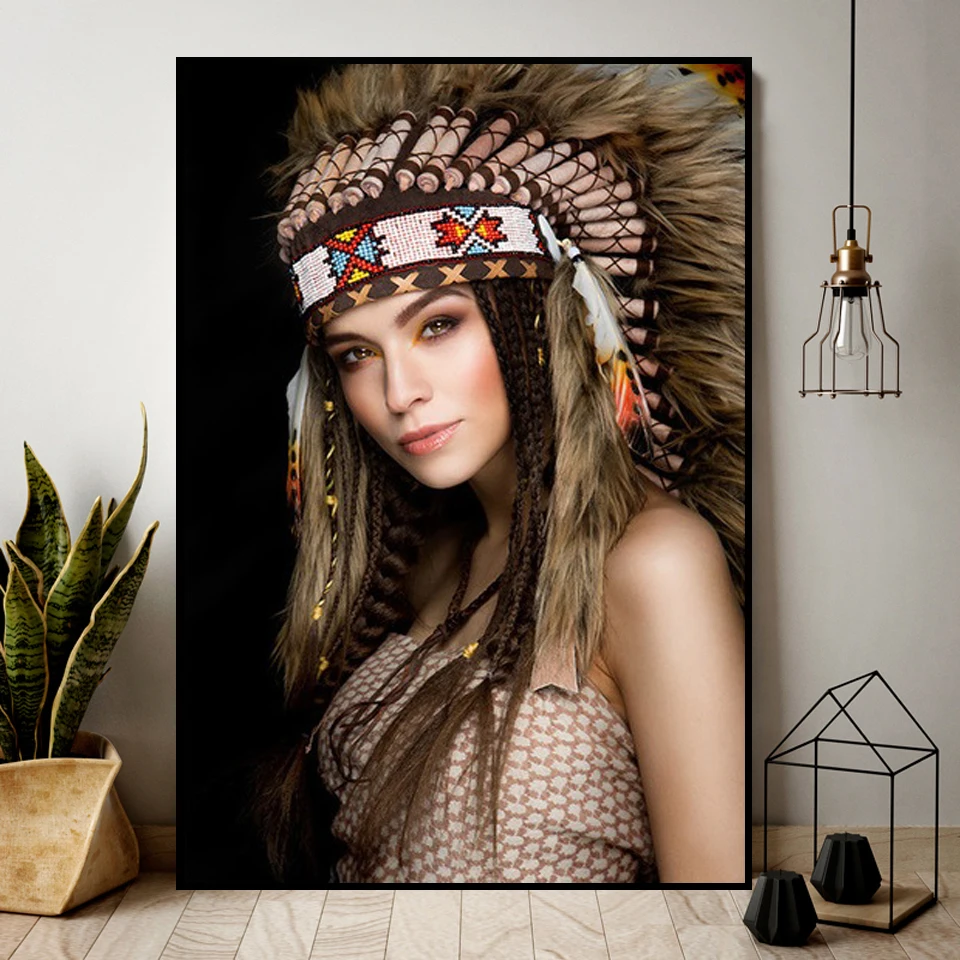 Современная Скандинавская родная женщина ранняя картина маслом на холсте