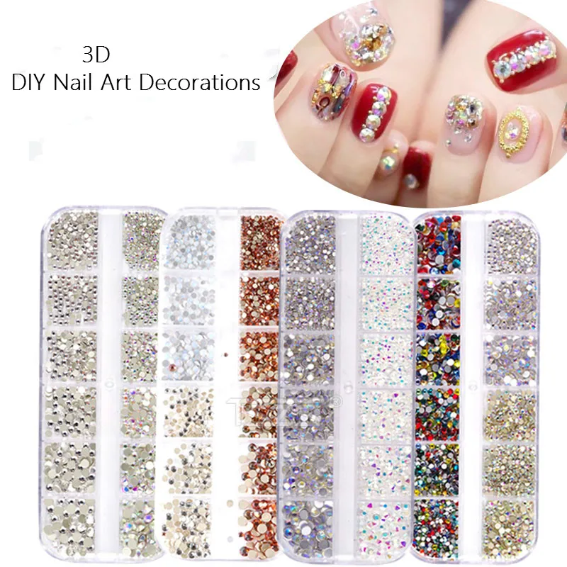 3D Кристальные AB прозрачные камни для ногтей новые многоразмерные Стразы