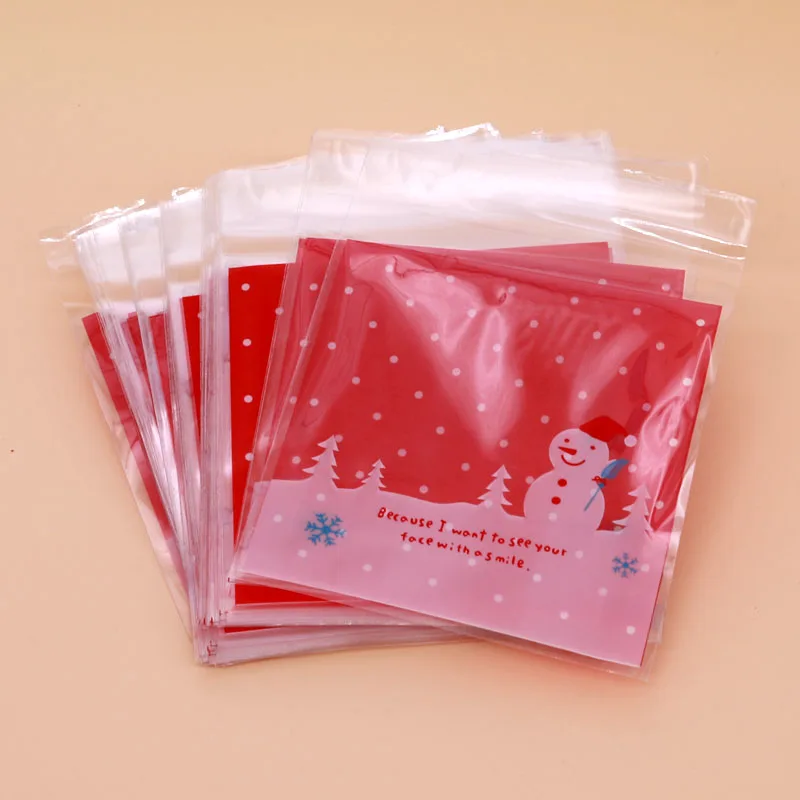 2019 100 шт. разноцветные рождественские пластиковые пакеты для упаковки печенья