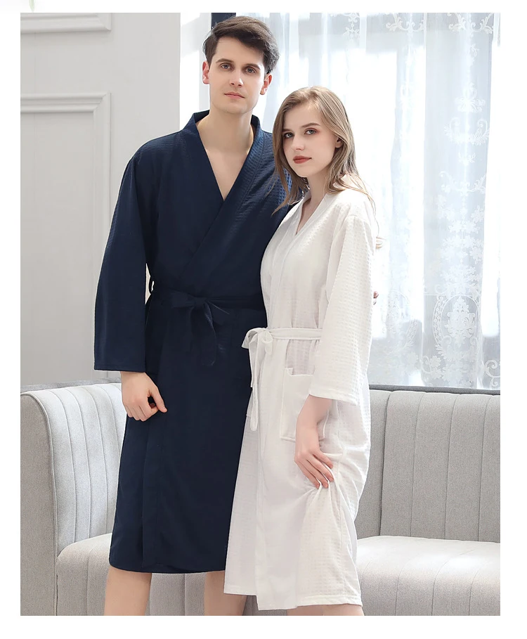 Пижама для влюбленных весна лето осень вафельные халаты женские тонкие yukatas