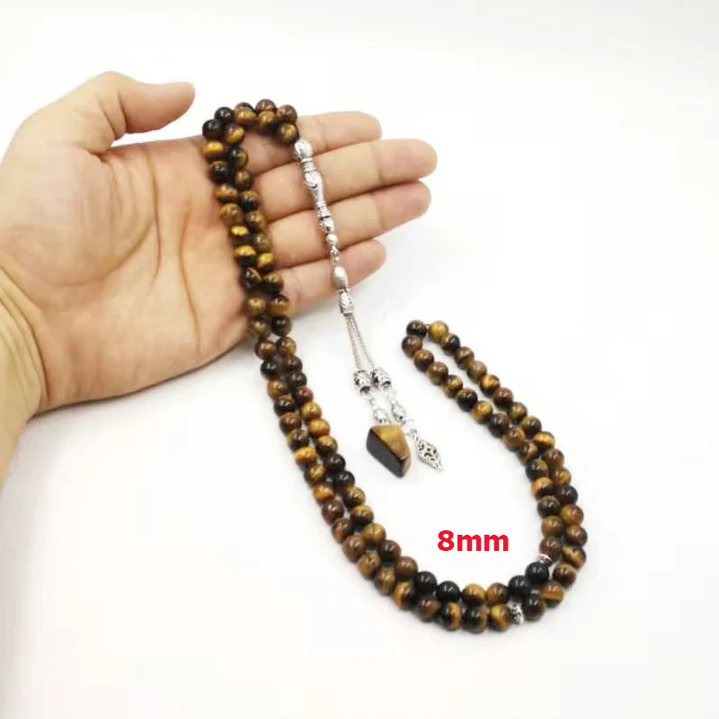 99 бусин натуральный тигровый глаз Камни Tasbih Стиль мусульманские мужские браслеты специальный подарок мусульманские четки 99 tespih натуральный тигровый глаз камень кулон мусульманские украшения браслет