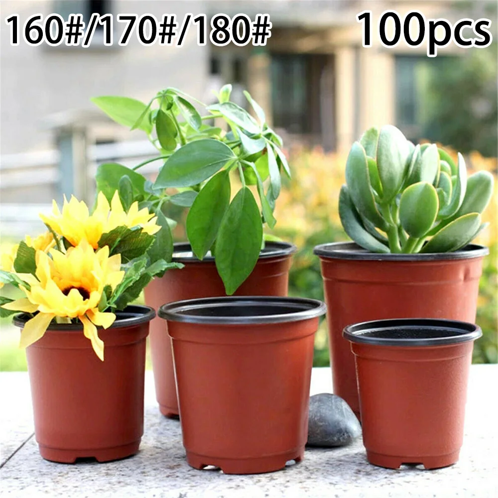 

Garden Nursery Pot Flower Bowl Ndoor 100pcs Container Flowerpot 3 size