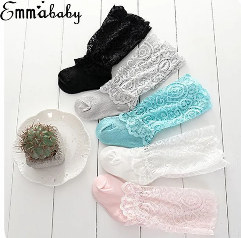 Милые детские кружевные носки PUDCOCO для маленьких девочек гольфы до колена с