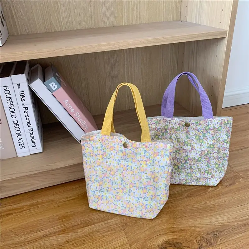 

New Fashion Floral Women Canvas Handbags Cotton Ladies Eco Reusable Shopping Bags Casual Female Portable Small Tote Purses