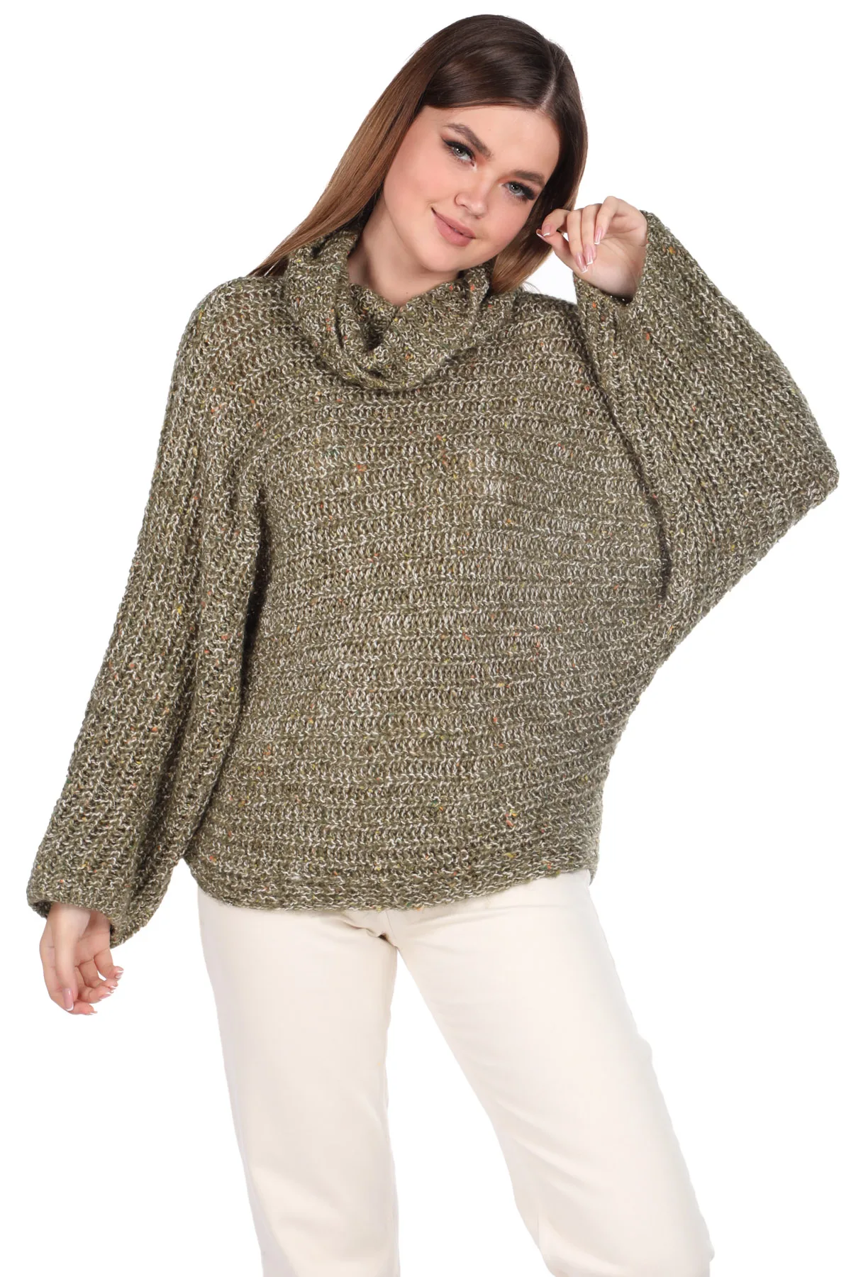 

Shabby Neck Knitted Green Womens Knitwear Sweater
