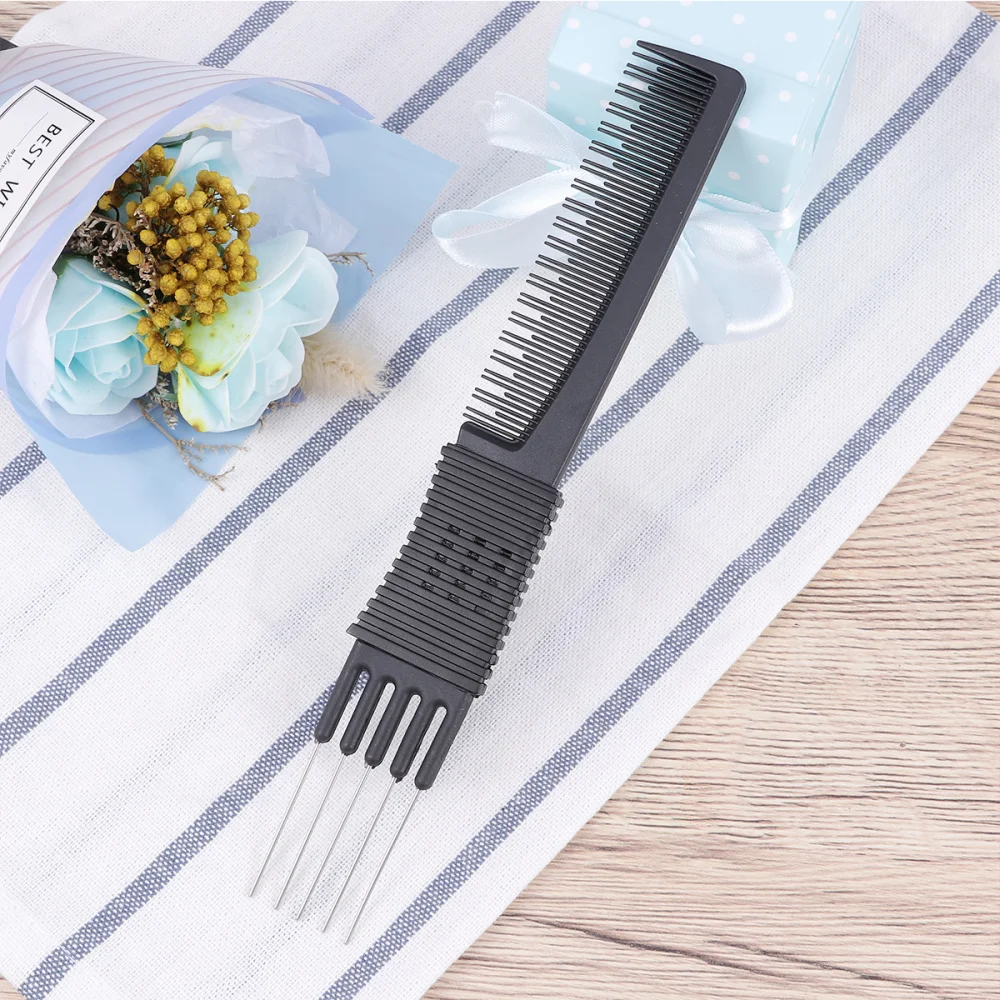 

Black Carbon Fiber Anti-Static Steel Wire Clip Comb Rat-Tail Comb Hair Tool