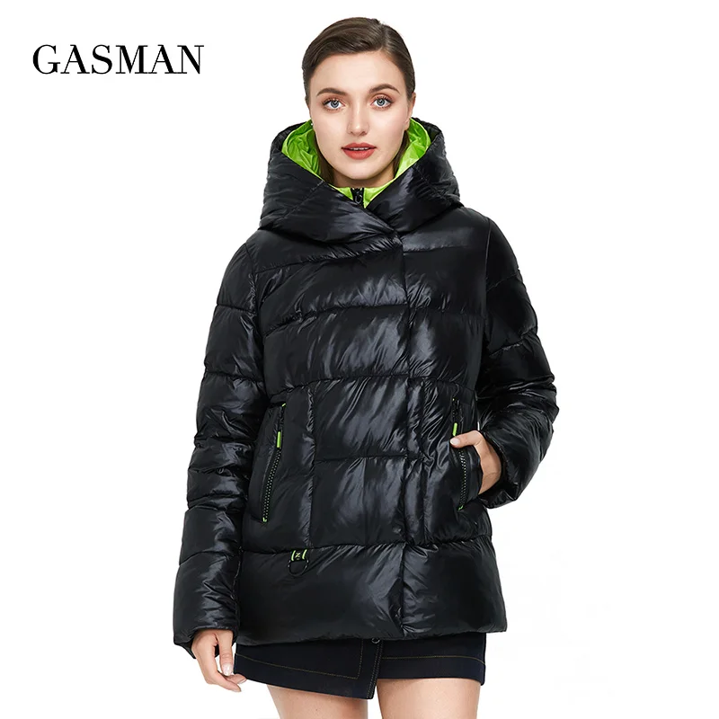 

GASMAN 2021 Fashion brand black thick down parka Women's winter jacket women's coat warm outwear Female hooded puffer jacket 072