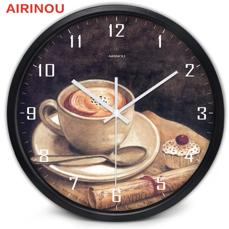 

Kitchen restaurant coffee room silent decorative clock, food wall clock