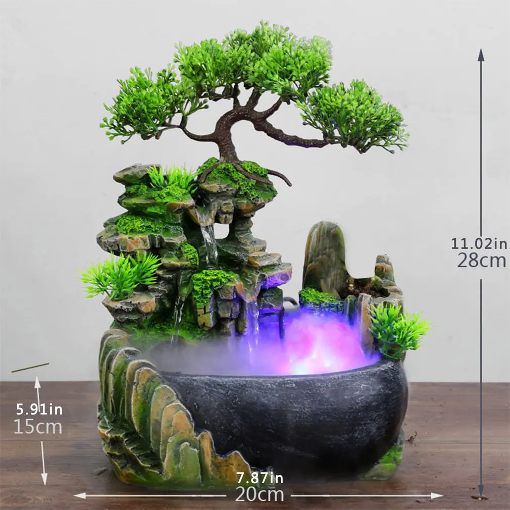 

Feng Shui Business Office Creative Table Wealth Office Table Ornaments Floating Waterfall Fountain Spray Humidifier 3 Lights