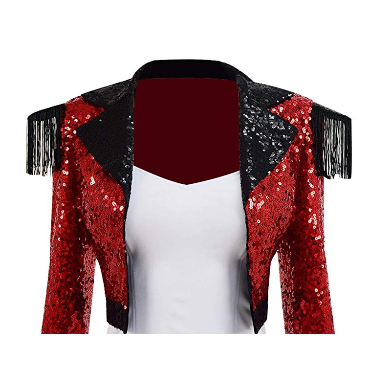 

CosDaddy Women Sequin Steampunk Jacket Red Circus Ringmaster Show Outfit Costume