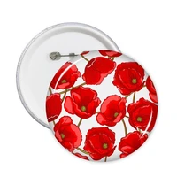 art painting red flowers decoration corn poppy bespread round pins badge button clothing decoration gift 5pcs