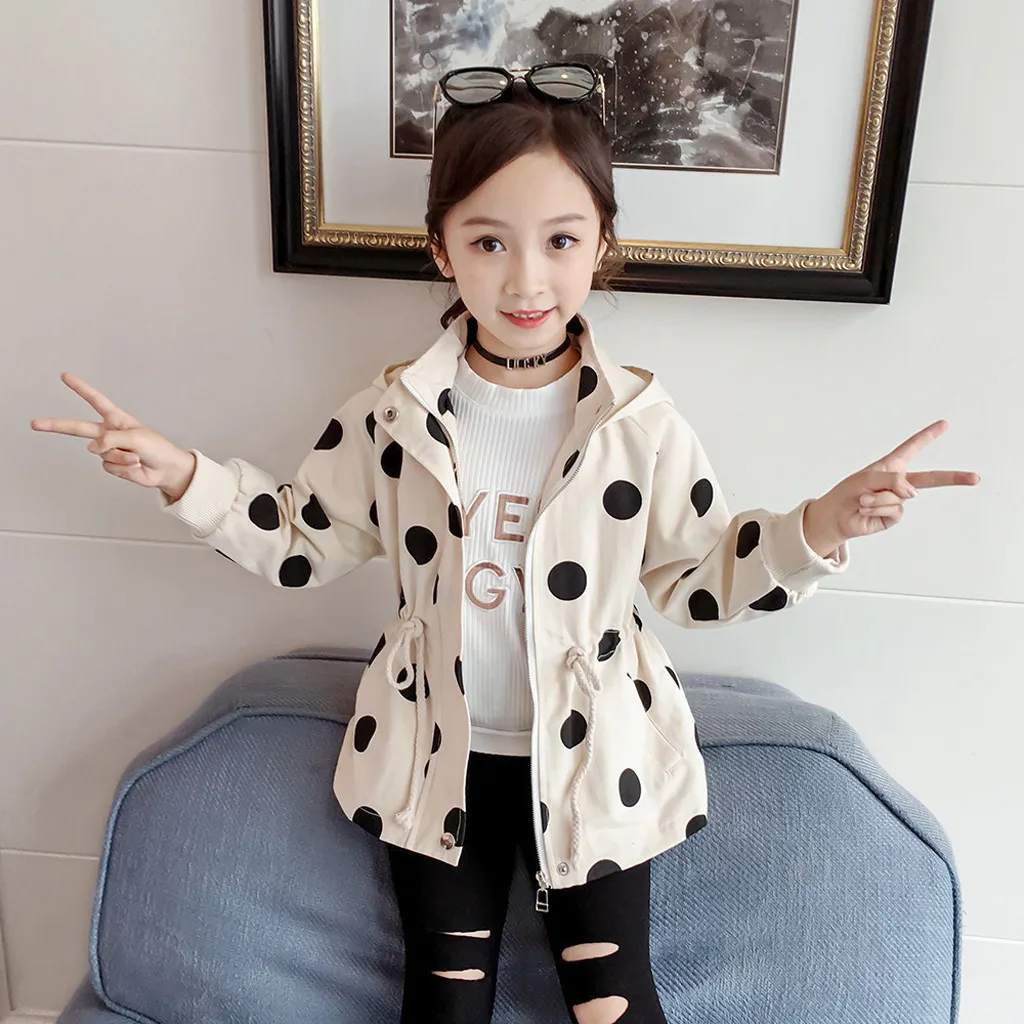 Толстовка в горошек с капюшоном для маленьких девочек ARLONEET верхняя одежда