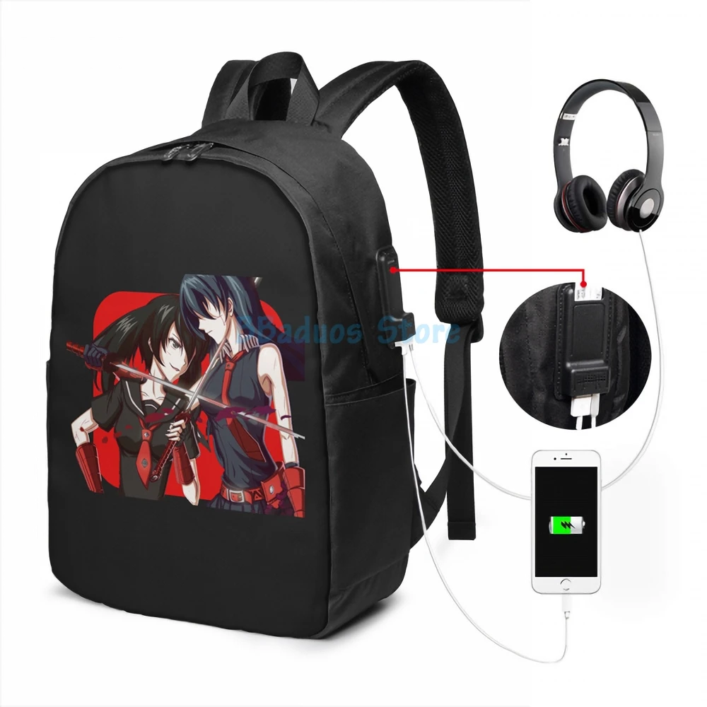 Funny Graphic print akame ga USB Charge Backpack men School bags Women bag Travel laptop | Багаж и сумки