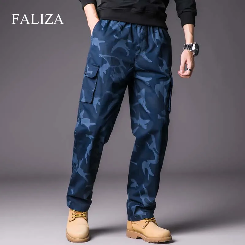 Брюки-карго мужские из чистого хлопка камуфляжные с несколькими карманами