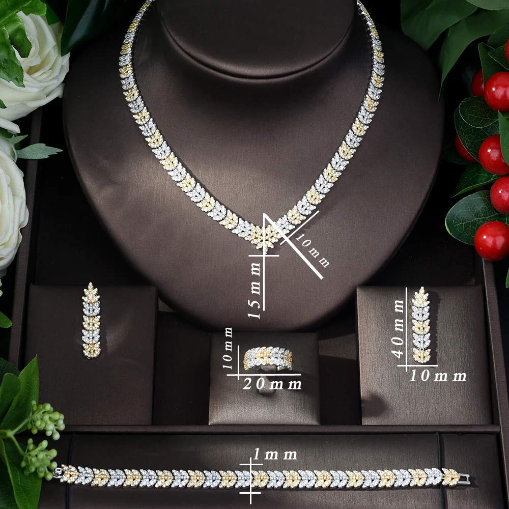 Модные блестящие свадебные украшения HIBRIDE с блестящим кубическим цирконием