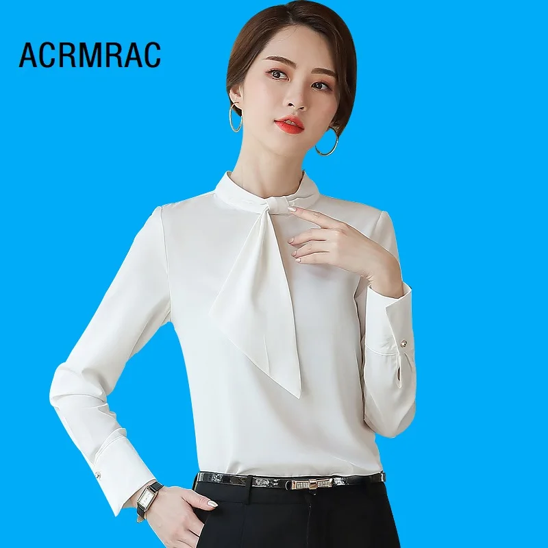 Women shirt Slim autumn Long sleeve splice OL Formal Blouses & Shirts Woman Q6135