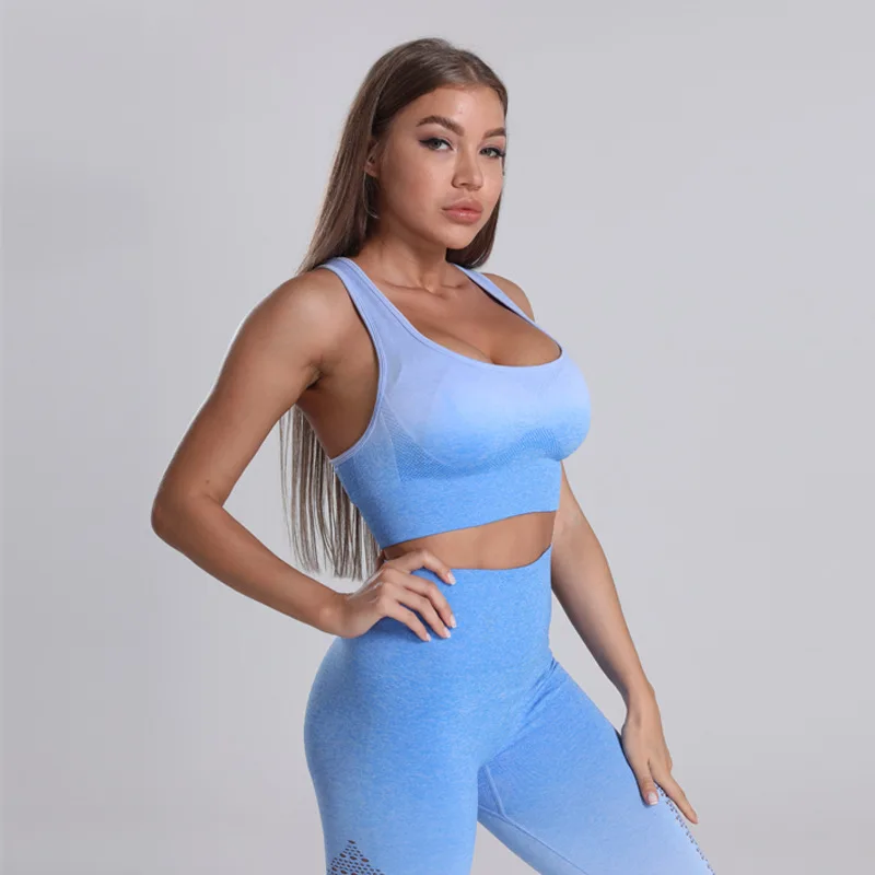 

2021 Ombre Seamless Sports Bra For Women Gym Workout Tops Training Bra Push UP Yoga Top Padded
