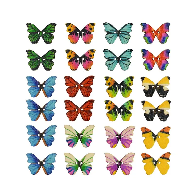 

50 pcs/lot Wooden Paper Butterfly Button Decoration Home Decor Sewing Craft Material Fabric Handmade Diy Wooden Button Fabric