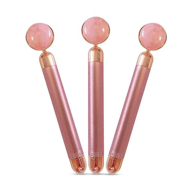 Вибрационный массажер для лица Gold Beauty Bar электрический с нефритовой головкой