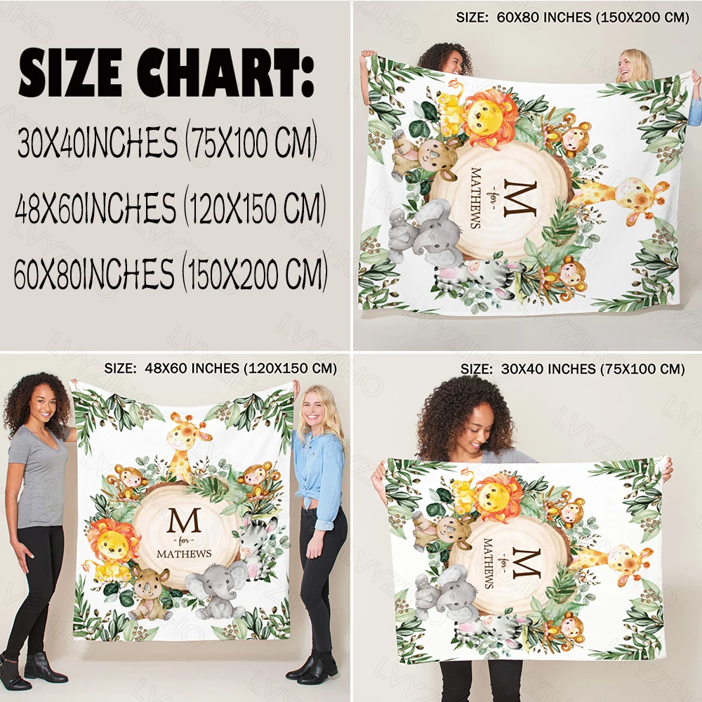LVYZIHO Personalized Name Personalized Blanket Gift For Baby- 30x40 / 48x60 / 60x80 Inches - Fleece Blanket