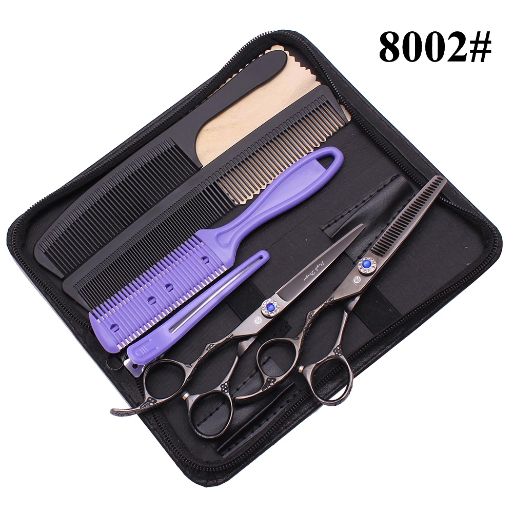 Ножницы для стрижки волос левой рукой 5 &quotфиолетовый дракон черный 440C 8002 #