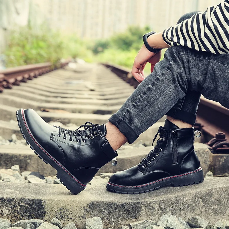 Мужские ботинки Новинка 2019 года ботильоны из искусственной кожи повседневные на