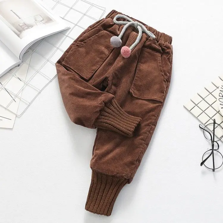 Теплые штаны для мальчиков, зимние детские модные хлопковые брюки из плотного бархата для маленьких мальчиков, детские длинные брюки, одежда для мальчиков 2, 3, 4, 5, 6 лет