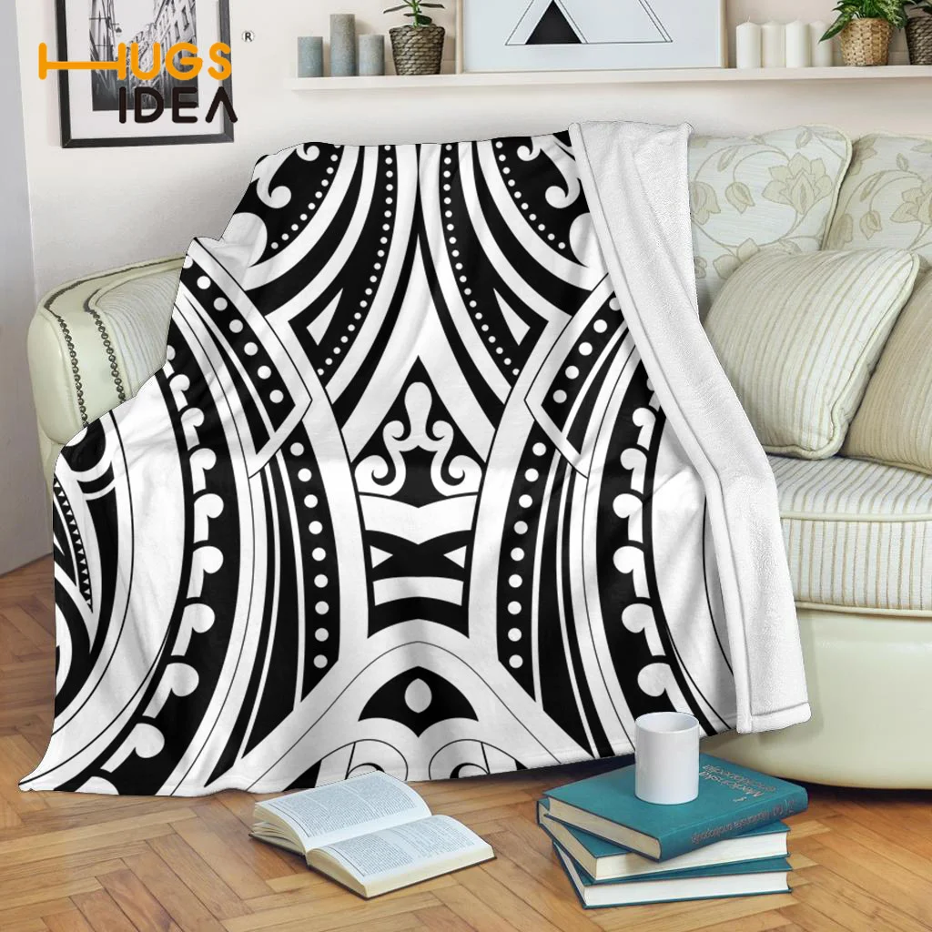 

HUGSIDEA 2021 новые трендовые супер теплые одеяла для подростков мальчиков девочек маори Племенные татуировки с рисунком фирменный дизайн хорош...