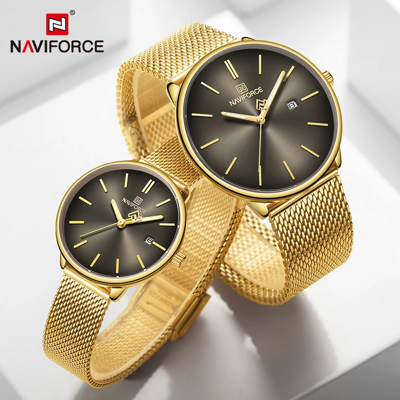 NAVIFORCE пара часов мужские часы простые Роскошные Кварцевые наручные женские для