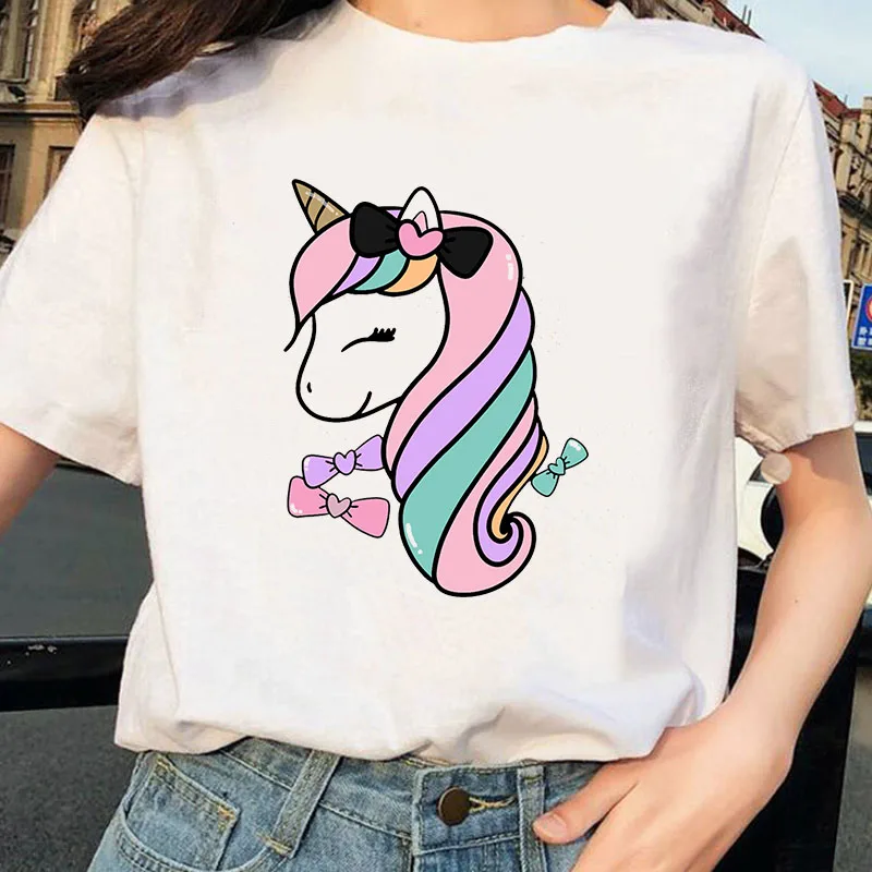

Cute Unicorn T Shirt Women Harajuku Ullzang Unicornio Kawaii Cartoon Tshirt female Korean casual t-shirt 90s Graphic Top Tees