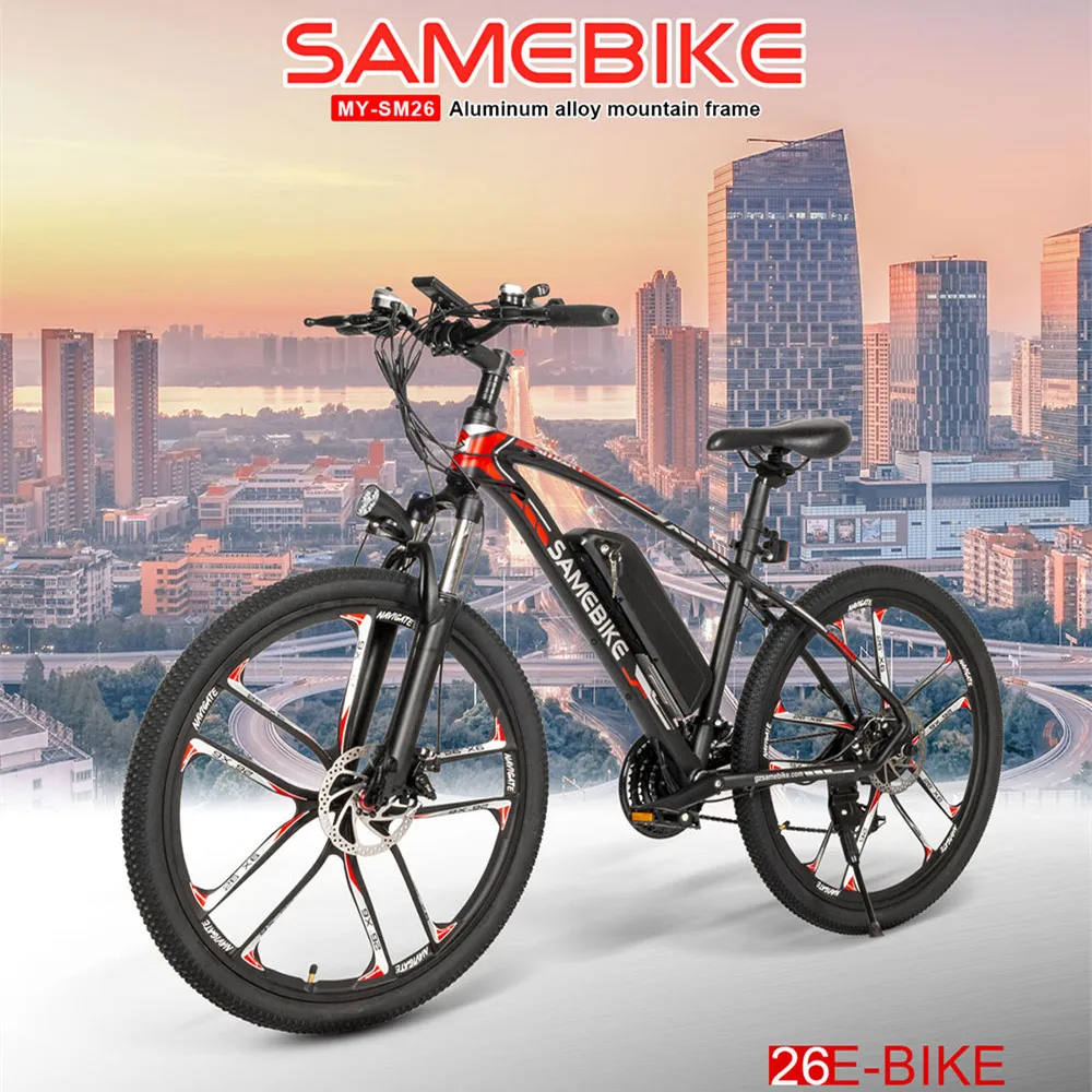 Электрический велосипед Samebike MYSM26 48 В 8Ah 350 Вт 30 км/ч E Bike 80 км пробег 150 кг