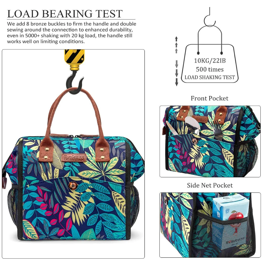 Портативная сумка холодильник для обеда женская тоут изолированная еды широкий