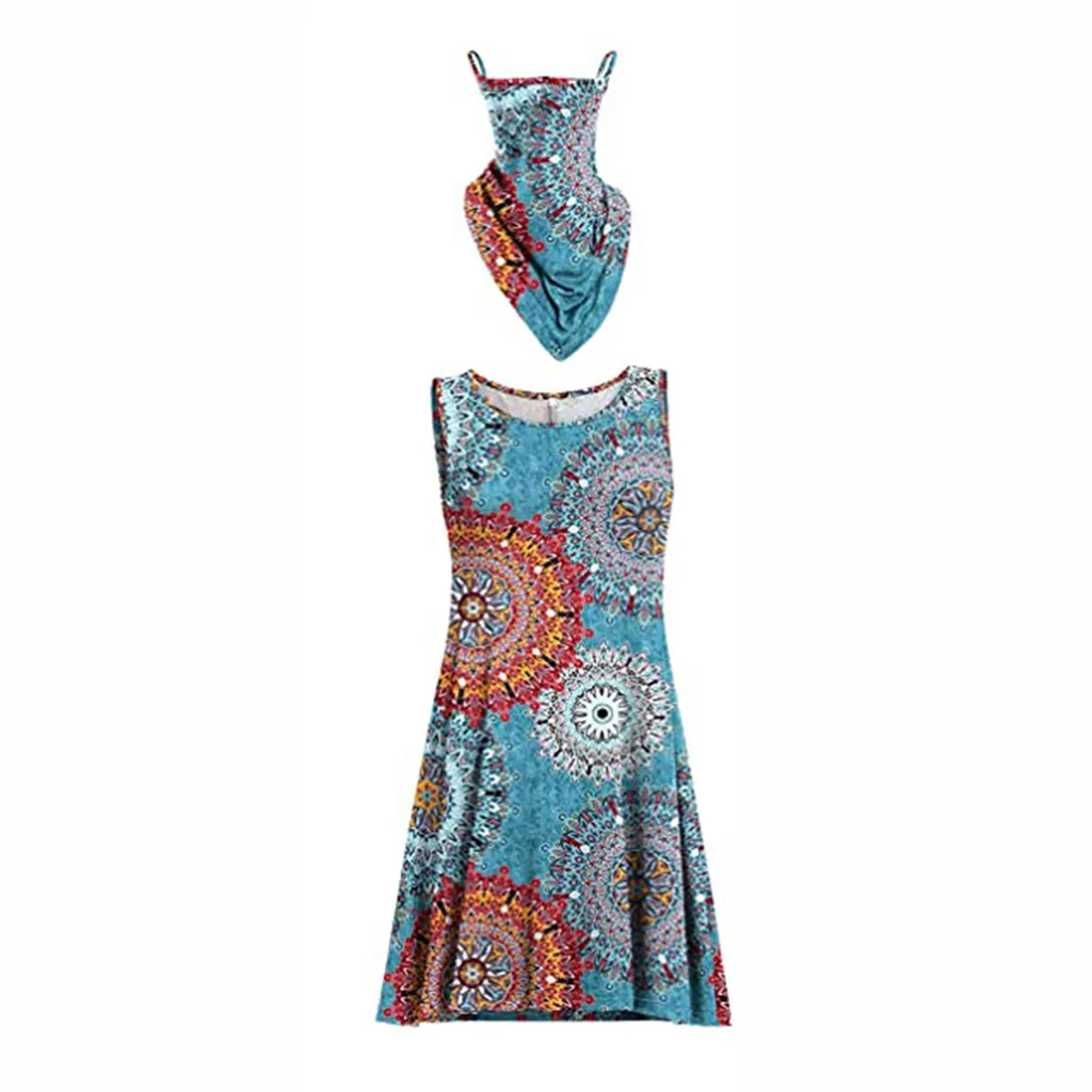 Женское летнее платье без рукавов повседневные банданы с петлями для ушей