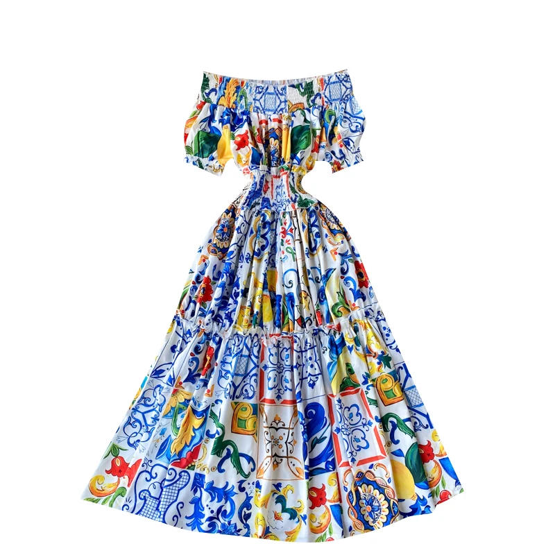 

Guilantu Bohemian Boho Beach Long Dress Women Summer Slash Neck Short Sleeve Backless Sexy Elegant Dress Print Vintage Dresses