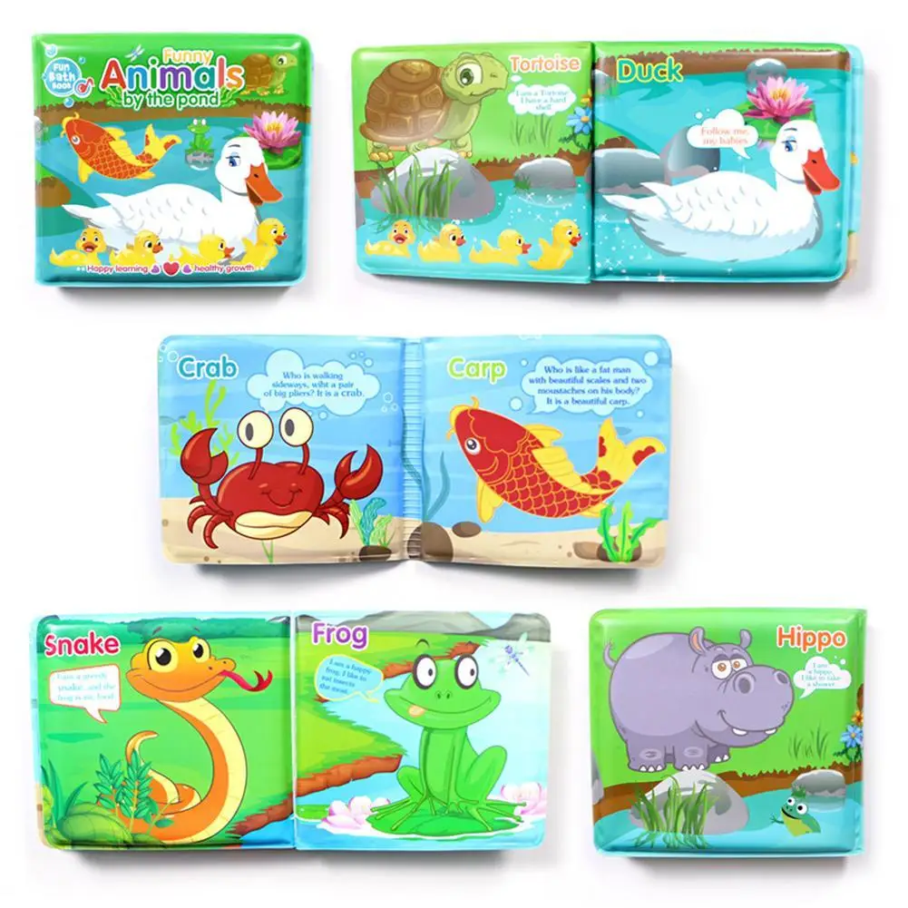 

Cartoon Animal English EVA Waterproof Baby Bath Book Educational Picture Album