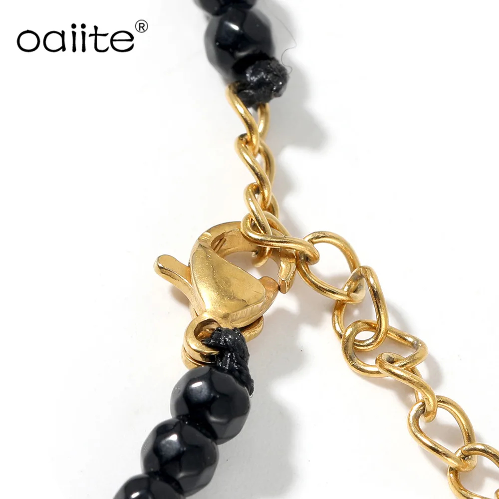 Ожерелье-чокер OAIITE Lucky креативное модное ожерелье из черного оникса с бусинами