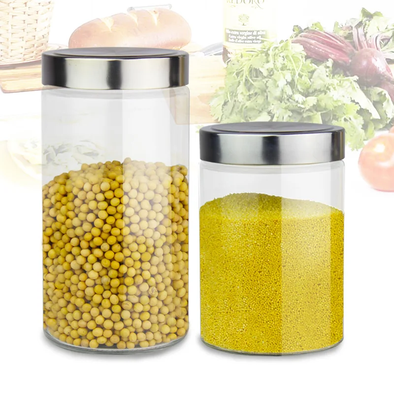 1pcs Borosilicate Glass Storage Tank Heat-Resistant Tinplate Cover Transparent High | Дом и сад