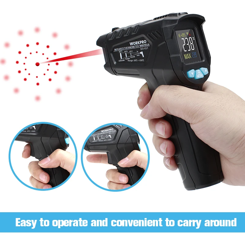 WORKPRO цифровой термометр измеритель влажности инфракрасный гигрометр лазерный