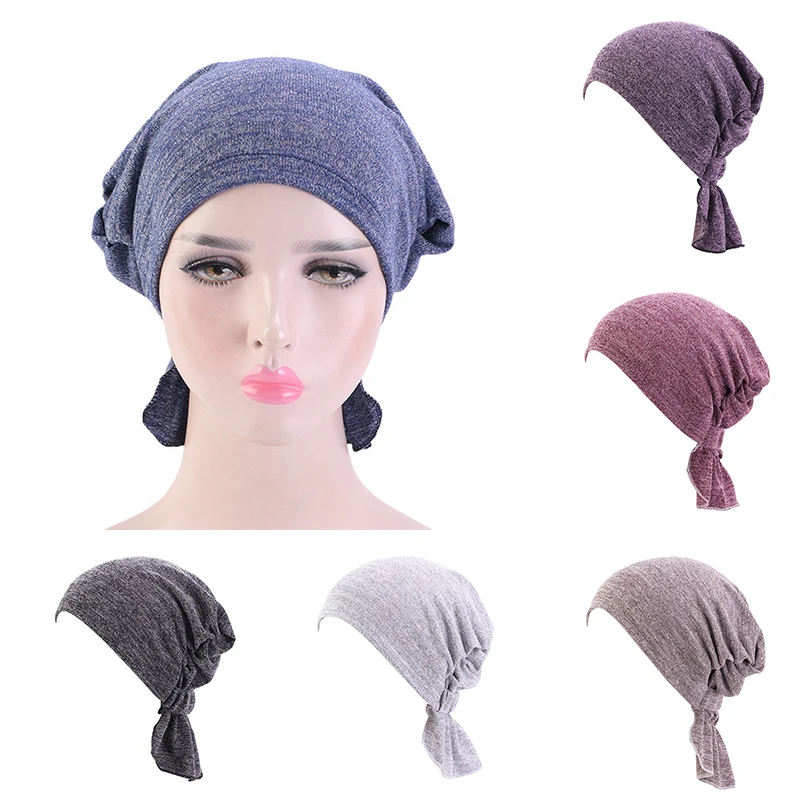 

Casual Turban Nightcap Headscarf Women Cap Hat Solid Protect Hair Cap Hat Cap Head Scarves Soft Cotton Muslim Instant Headscarf