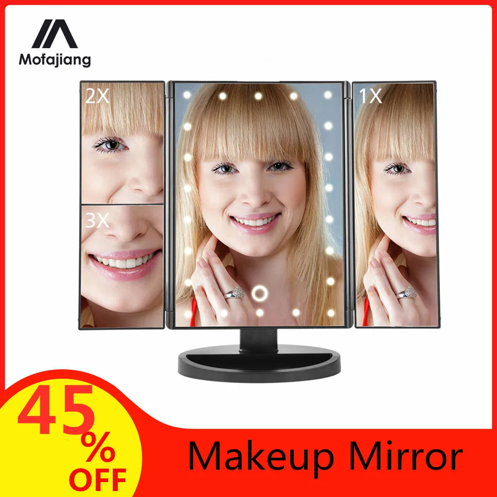 22 светильник светодиодный макияж сенсорный экран зеркало 1X/2X/3X/10X увеличительное