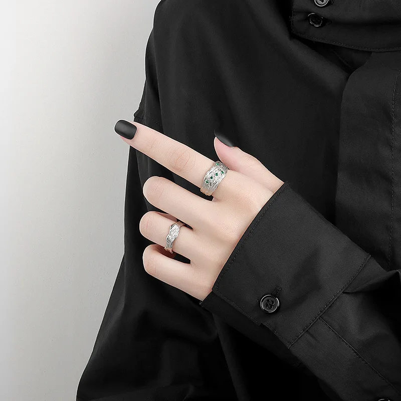 

QMCOCO S925 Sterling silver Irregular Texture Wisps Empty Originalityl Design Simple Fashion Ring Women Party Accessories