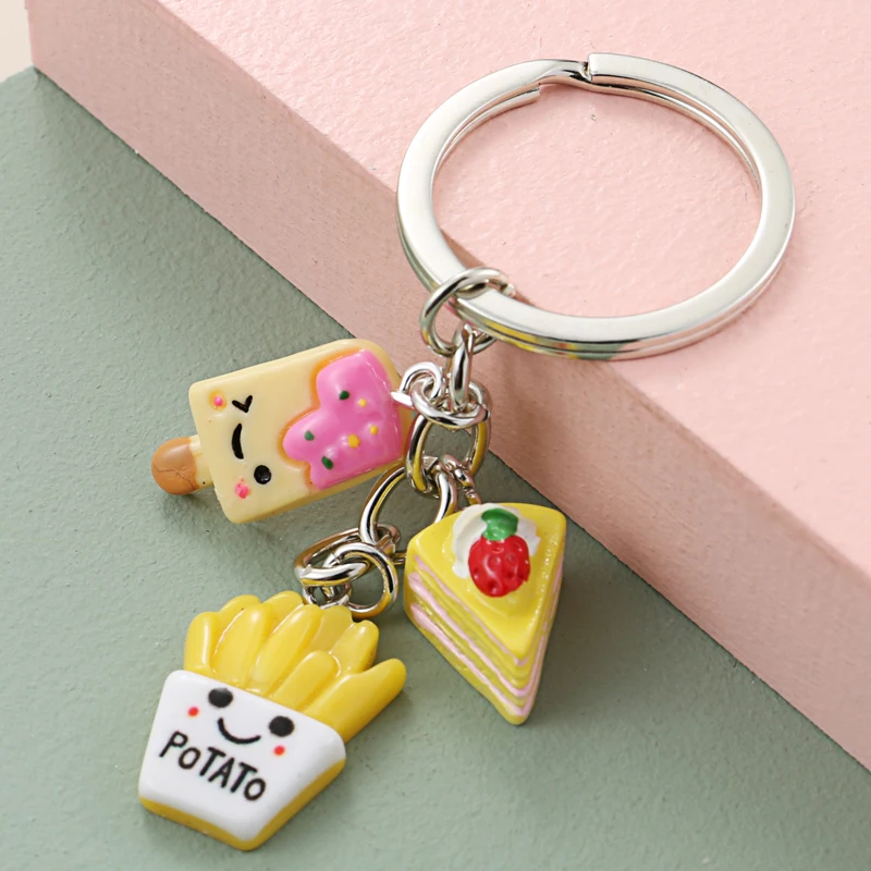 Брелок для ключей с изображением десерта послеобеденного чая мороженого