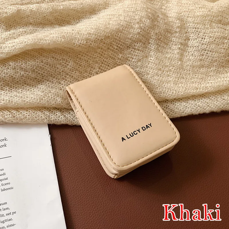 khaki 10x7x2cm Oeak модный мешочек для помады, Женская портативная косметичка с зеркалом, мини-сумка для женщин, чехол для макияжа, Женский чехол для помады - Цвет: khaki 10x7x2cm