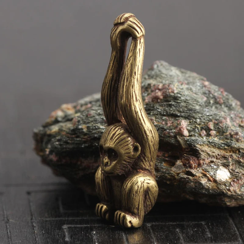 

1 Pcs Brass Monkey Figurine Mini Animal Statue Ornament Home Office Desk Decoration Animal Sculpture