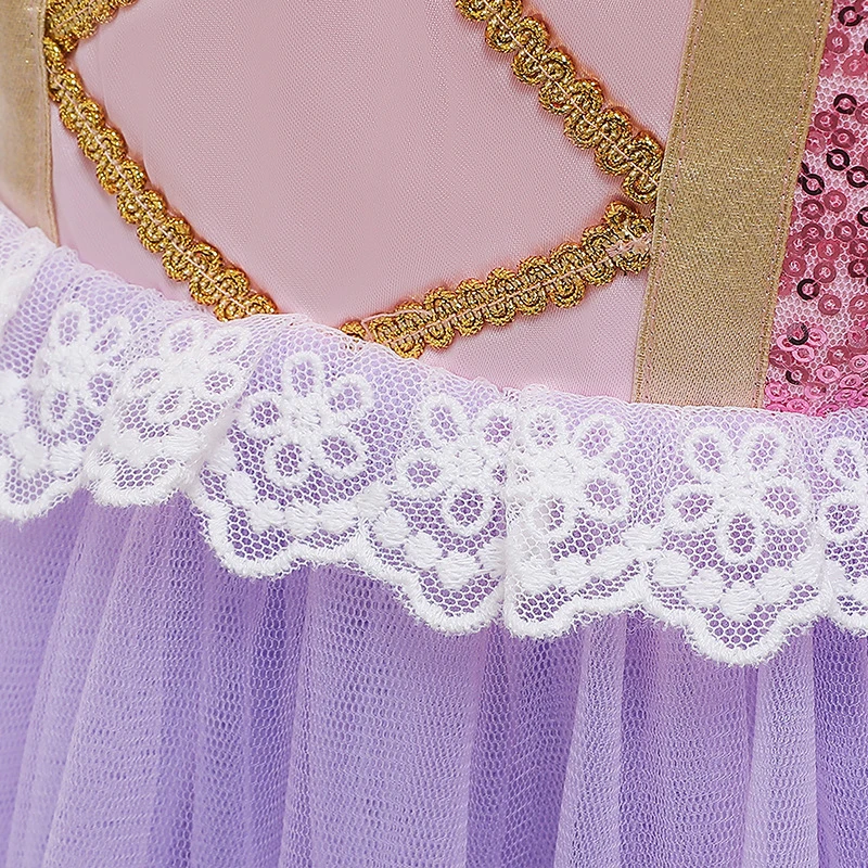 Girls Princess Tangled Dress Sequins Fancy Cosplay Costume For Kids Purple Luxury Ball Gown Halloween Birthday Party Vestido | Детская